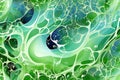 Abstract Biomimetic Pattern with Green Spherical Structures