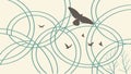Abstract Bird Flight Over Circular Patterns Vector, vector design Generative AI Royalty Free Stock Photo