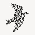 Abstract bird made of bird silhouettes