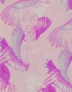 Abstract bird wings drawn in mauve tone.