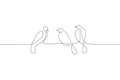 Abstract birds on branches continuous one line drawing