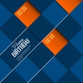 Abstract birthday card orange balloons on blue