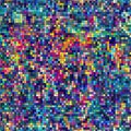 Abstract 8-bit style pixel art background with vibrant squares. Seamless pattern. Colorful pixelated mosaic, retro digital art Royalty Free Stock Photo