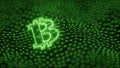 Abstract Bitcoin Sign Built as an Array of Transactions in Blockchain Conceptual 3d Illustration