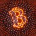 Abstract Bitcoin Sign Built as an Array of Transactions in Blockchain Conceptual 3d Illustration Royalty Free Stock Photo