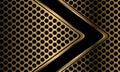 Abstract black arrow direction geometric on gold circle mesh design modern luxury technology futuristic background vector Royalty Free Stock Photo