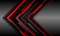 Abstract black arrow red light cyber circuit shadow direction geometric on grey metallic design modern futuristic background Royalty Free Stock Photo