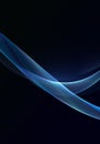 Abstract black background with blue dynamic lines and curves