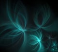 Abstract black background with fireworks pattern. Turquoise star