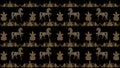 Abstract black background with gold and silver folk patterns, ra Royalty Free Stock Photo