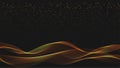 Abstract black background with golden light waves. Vector abstract shiny color gold waves design element on dark background. Royalty Free Stock Photo