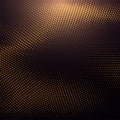 Abstract black background textured with radial glitter golden halftone pattern. Royalty Free Stock Photo