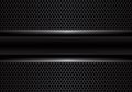 Abstract black banner silver line on dark gray circle mesh design luxury background texture vector.