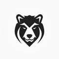 Abstract Black Bear Head Icon With Strong Negative Space Design