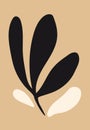 Abstract black and beige leaf shapes arranged on a light brown background in minimal style Royalty Free Stock Photo