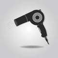 Abstract black blow dryer icon with dropped shadow Royalty Free Stock Photo