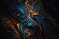 Abstract black blue orange grunge marble texture background. Generative AI Royalty Free Stock Photo