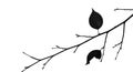 Abstract Black Branches with Lone Leaf Silhouette Isolated on Bright White Backdrop Royalty Free Stock Photo