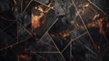 Abstract black bronze grunge low poly geometric background. Generative AI