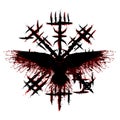 Norse viking black and red raven symbol