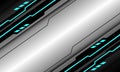 Abstract black circuit blue light cyber geometric slash on silver design modern technology futuristic background vector Royalty Free Stock Photo
