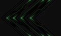 Abstract black circuit green light cyber arrow direction on grey design modern futuristic technology background vector