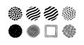 Abstract black circular pattern collection with different texture styles vector illustration Royalty Free Stock Photo