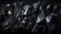 abstract black crystal background with faceted textures rendered in 3D, designed as a wide panoramic polygonal wallpaper