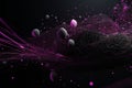 Abstract black 3D background with futuristic purple balls AI Royalty Free Stock Photo