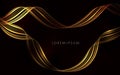 Abstract black design, isolated gorgeous wave patterns in gold color