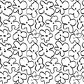 Abstract black doodle pattern with floral motif. Royalty Free Stock Photo