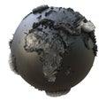 Abstract Black Earth Globe, Continets Extruded or Displacement Royalty Free Stock Photo