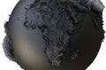 Abstract Black Earth Globe, Continets Extruded or Displacement Royalty Free Stock Photo
