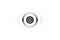 Abstract black eye effect with sound waves oscillating on white background