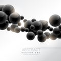 Abstract black floating molecules vector background