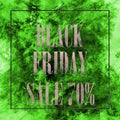 Black friday big 70% mega sale green promo. Colorful modern banner with text for online store