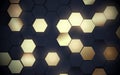 Abstract black and glowing gold hexagon pattern with futuristic technology digital hi-tech background. Luxury concept. Vector Royalty Free Stock Photo
