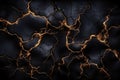 Abstract Black and Gold Background with Golden Cracks and Splashes