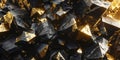 Abstract black and gold cubic rock texture. Royalty Free Stock Photo