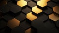 Abstract black and gold hexagon background. 3d render illustration. Generative AI Royalty Free Stock Photo