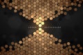 Abstract black and gold hexagonal shapes background