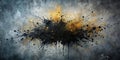 Abstract black and gold ink splashes on a textured surface a dramatic composition for design projects. Generative AI Royalty Free Stock Photo