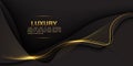 Abstract black gold lines curve wavy luxury style design modern background vector