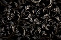 Abstract Black and Gold Ornate Floral Vine Pattern Background