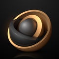 Abstract black and gold sphere background