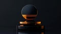 Abstract Black and Gold Sphere on Platform Royalty Free Stock Photo