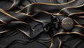 Abstract black and gold wallpaper with elegant curve design generated by AI