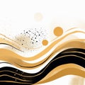 Abstract Black And Gold Wave Background With Symbolic Elements