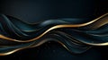 Abstract black and gold waves background. Futuristic design for modern banner template and invitations