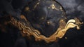 Abstract black golden grunge marble wavy background. Generative AI